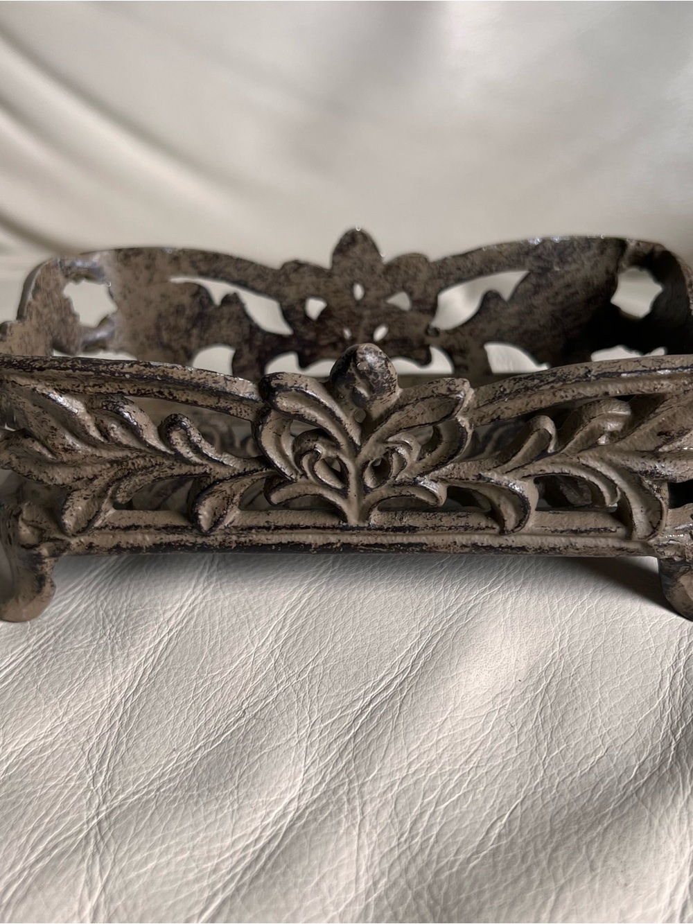 Ornate Decorative Display Holder Antique Finish Embossed Leaf